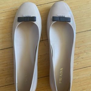 Prada Patent Leather Flats Beige 39.5